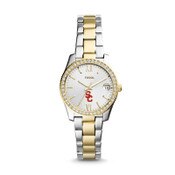 USC Trojans Women's SC Interlock Two-Tone Silver and Gold Scarlette Mini Fossil Watch
